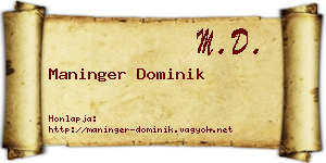 Maninger Dominik névjegykártya